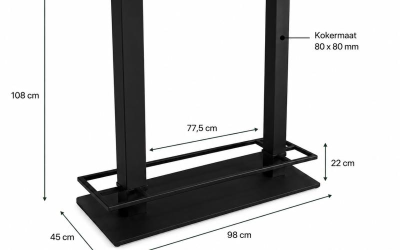 Metalen Bartafel Onderstel Double Zwart | Industrieel & Stabiel