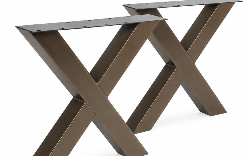 Metalen X Tafelpoten Anodic Brown 100x100 mm Set van 2 | Luxe & Industrieel