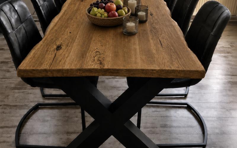 Eiken Boomstamtafel Op Maat - Stel Zelf Samen - Castle Brown