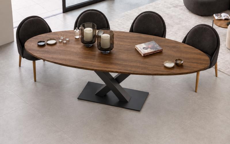 Ovale eiken eettafel 40 mm &ndash; zelf samenstellen