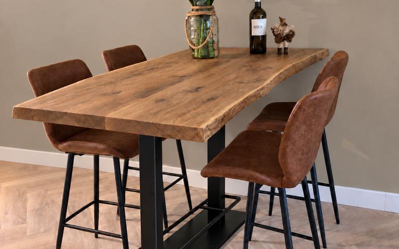 Eiken boomstambartafel op maat &ndash; zelf samenstellen