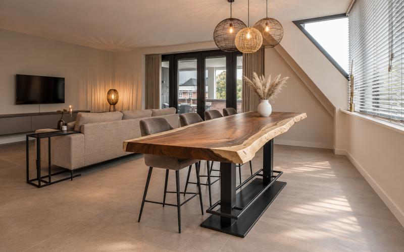 Suar boomstambartafel met dubbele barpoot &ndash; zelf samenstellen