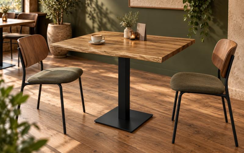 Eiken horeca boomstamtafel &ndash; zelf samenstellen