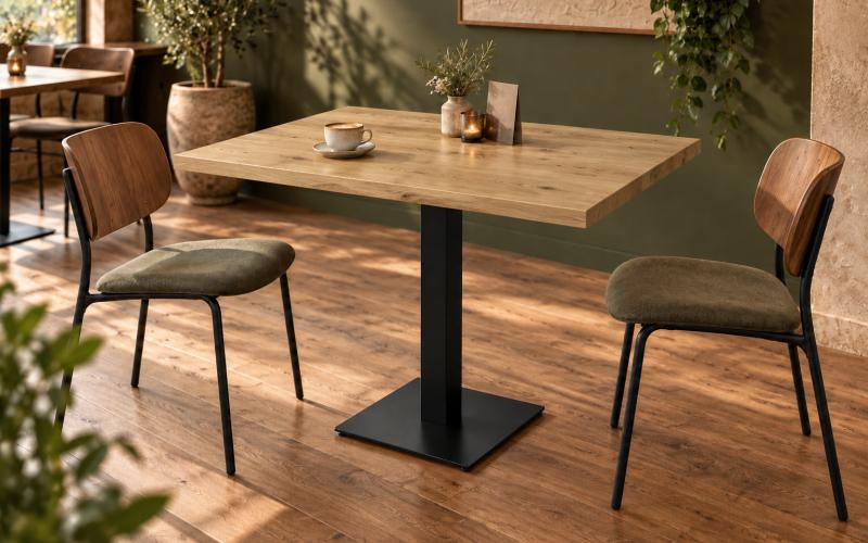 Eiken horeca tafel met rechte rand &ndash; zelf samenstellen