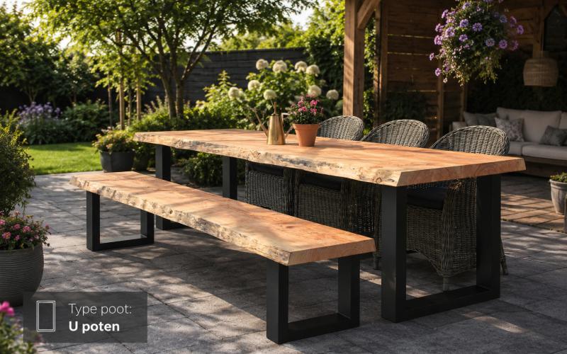 Douglas Boomstam Tuintafel - 5 cm Massief - Stel Zelf Samen - Inclusief Montage