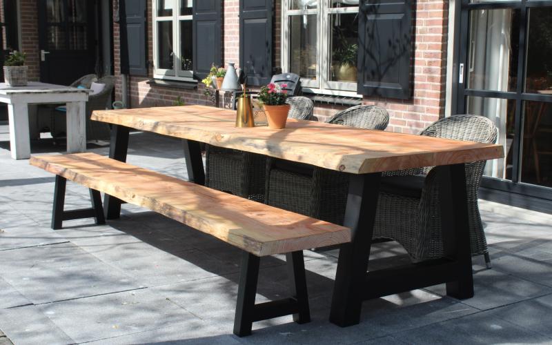 Douglas Boomstam Tuintafel - 5 cm Massief - Stel Zelf Samen - Inclusief Montage