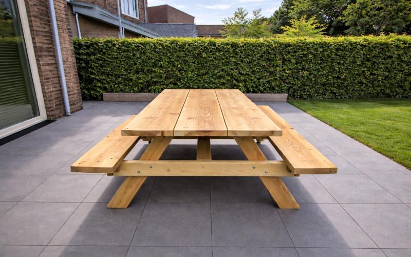 Douglas Picknicktafel 3 Brede Balken - 5 cm Massief - Stel Zelf Samen - Inclusief Montage