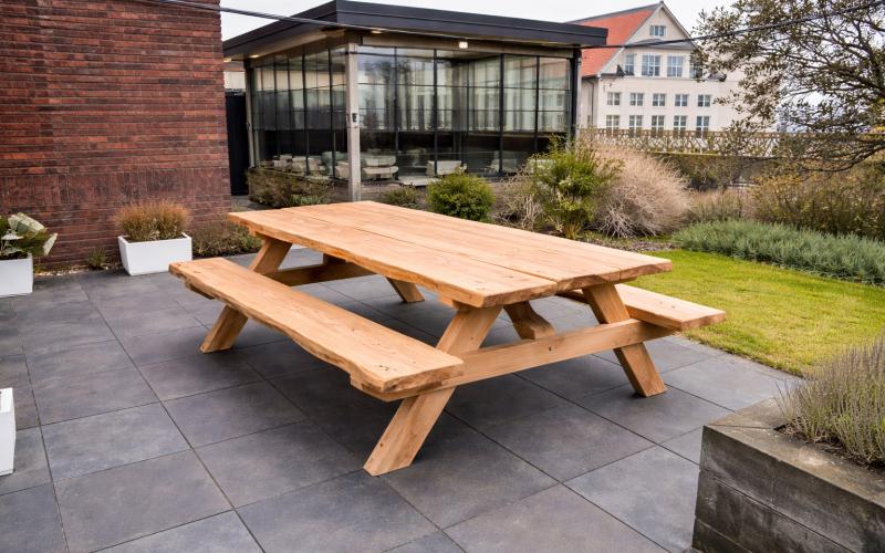 Douglas Boomstam Picknicktafel Boer Frans Stel Zelf Samen - 5 cm Massief - Inclusief Montage