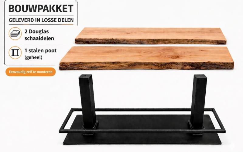 Douglas Boomstam Bartafel Groef - Bouwpakket - 5 cm Massief - Stel Zelf Samen