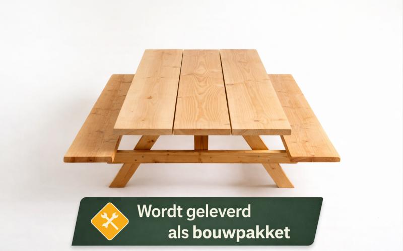 Douglas Picknicktafel Kruin 3 Balken Bouwpakket 5 cm Dik 160 tot 400 cm